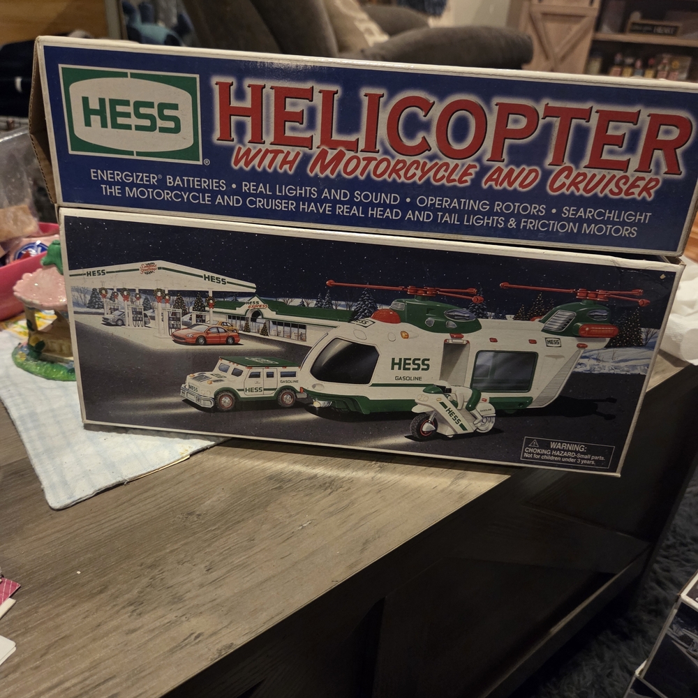 Helicopter with Motorcycle and Cruiser - Green and White